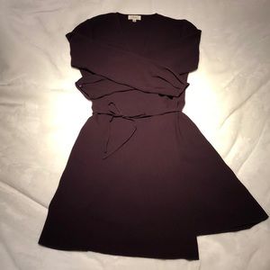 Aritzia Wilfred wrap dress, long sleeve with tie. Deep wine colour, size XXS.
